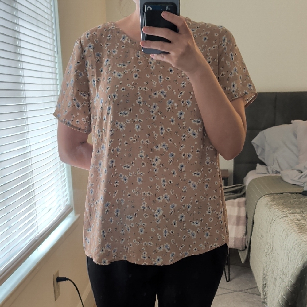 Sienna Sky Tan Floral Blouse